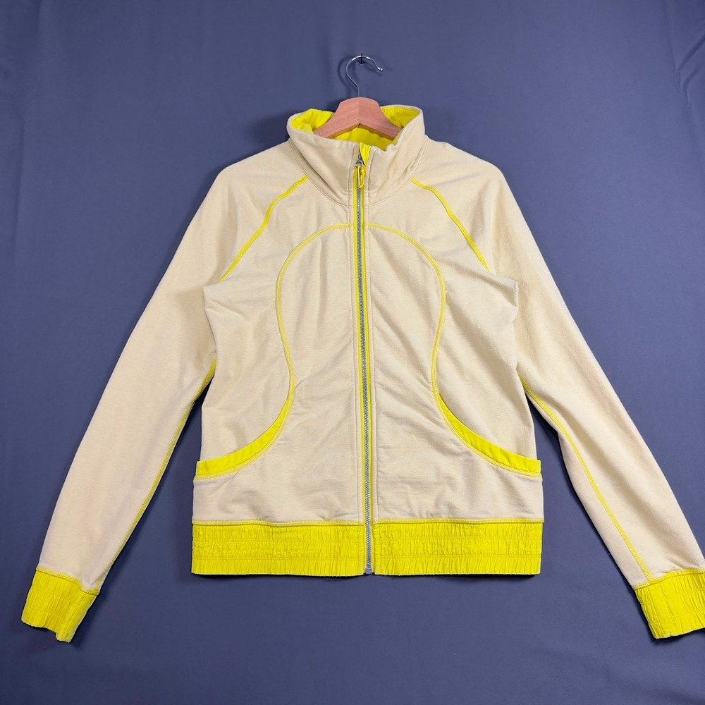Lululemon Define Jacket Cream Yellow Full Zip Womens Size 8 Ruched